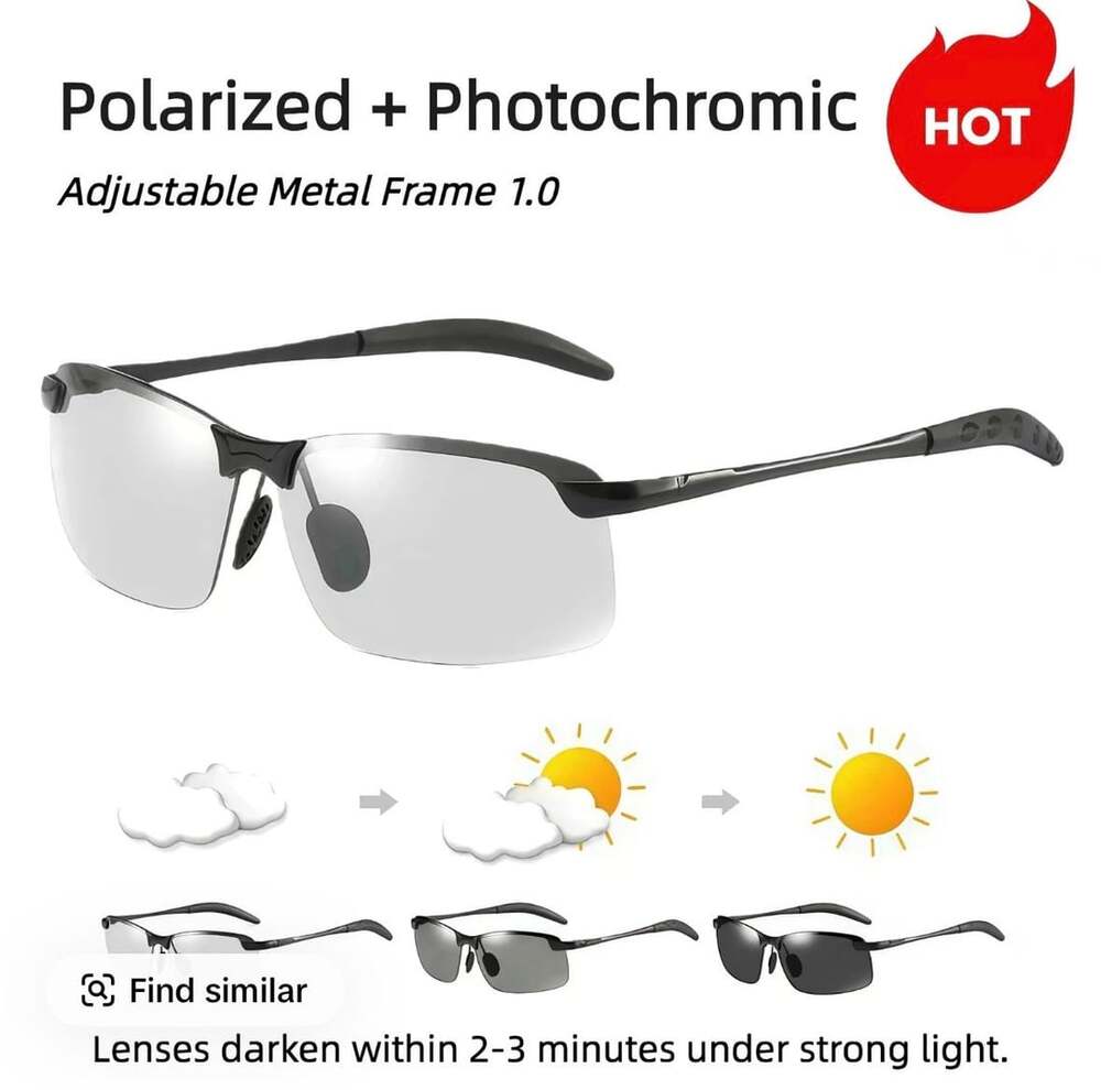 Paleshy Polarized Photochromic Sunglasses Metal Frame Black